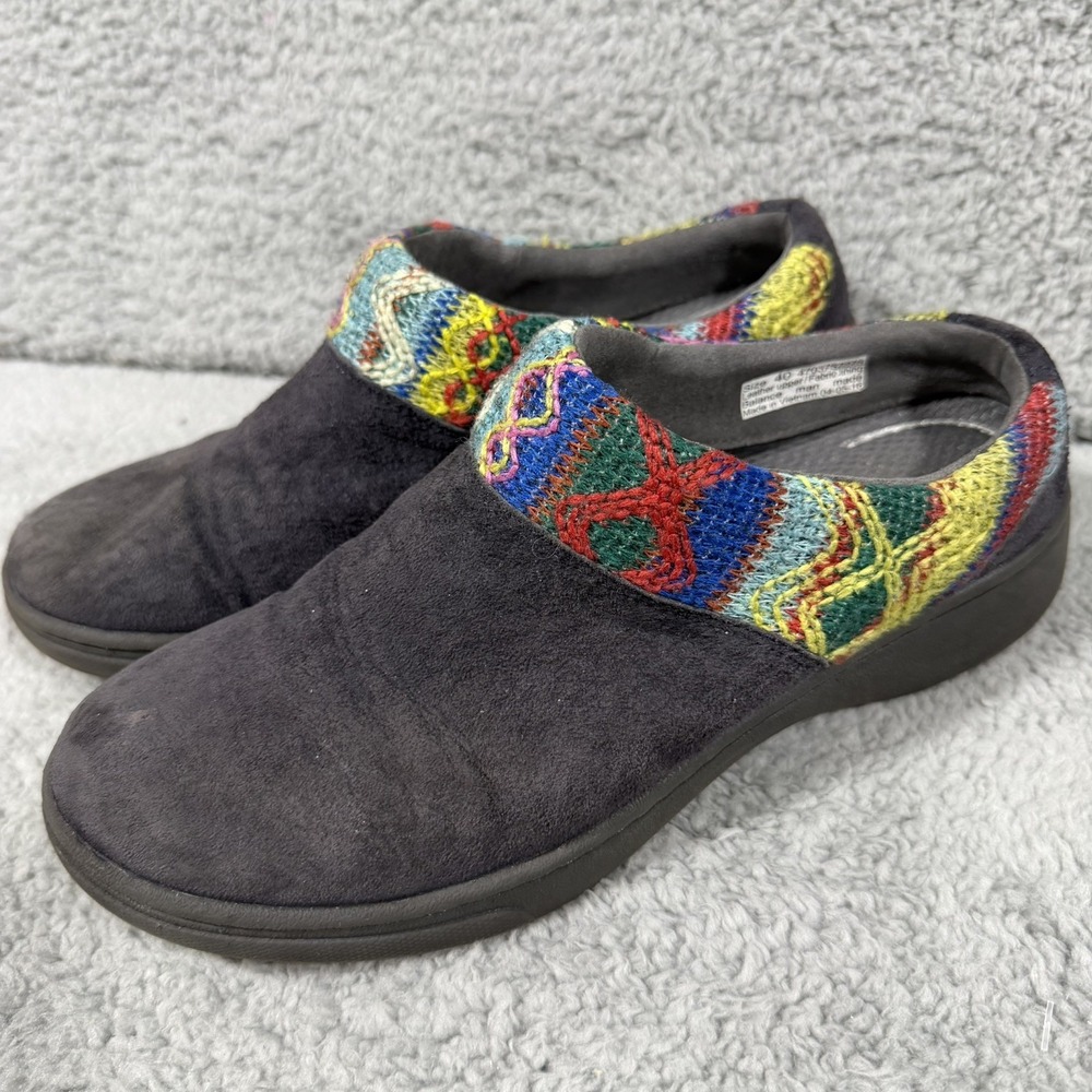 Dansko Brittany Clog Women EU40/US9.5 Grey Suede Crochet Blanket Multicolor